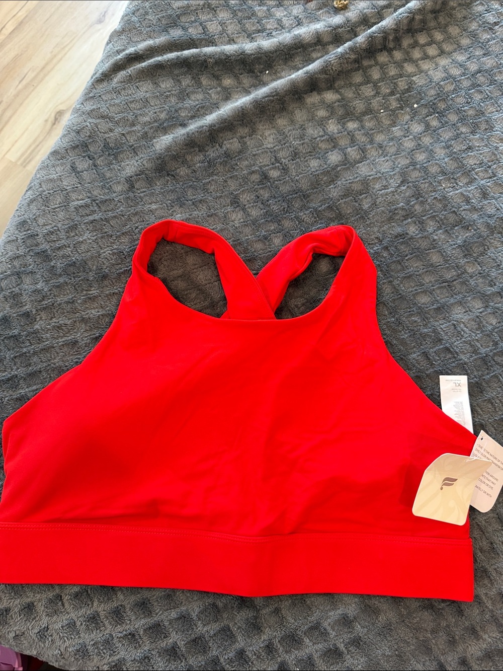 Fabletics Red High-Neck Crossback Sports Bra